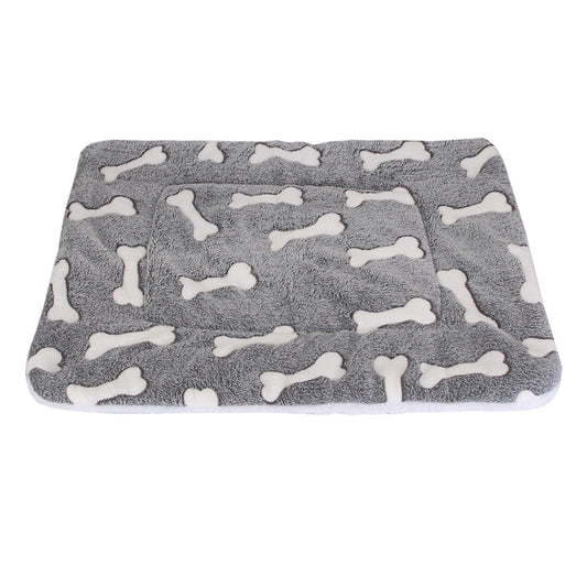 Dual-Side Flannel Soft Dog Mat with Bone Patterns - So Adogable