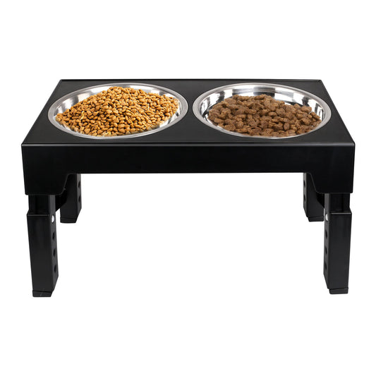 Elevated Stainless Steel Dog Bowls with 5 Adjustable Heights for Small, Medium, and Large Size Dogs - So Adogable