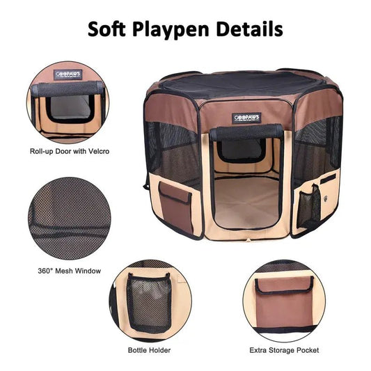 Jespet's GOOPAWS Pet Dog Playpen/Portable Soft Kennel with Carry Bag - So Adogable