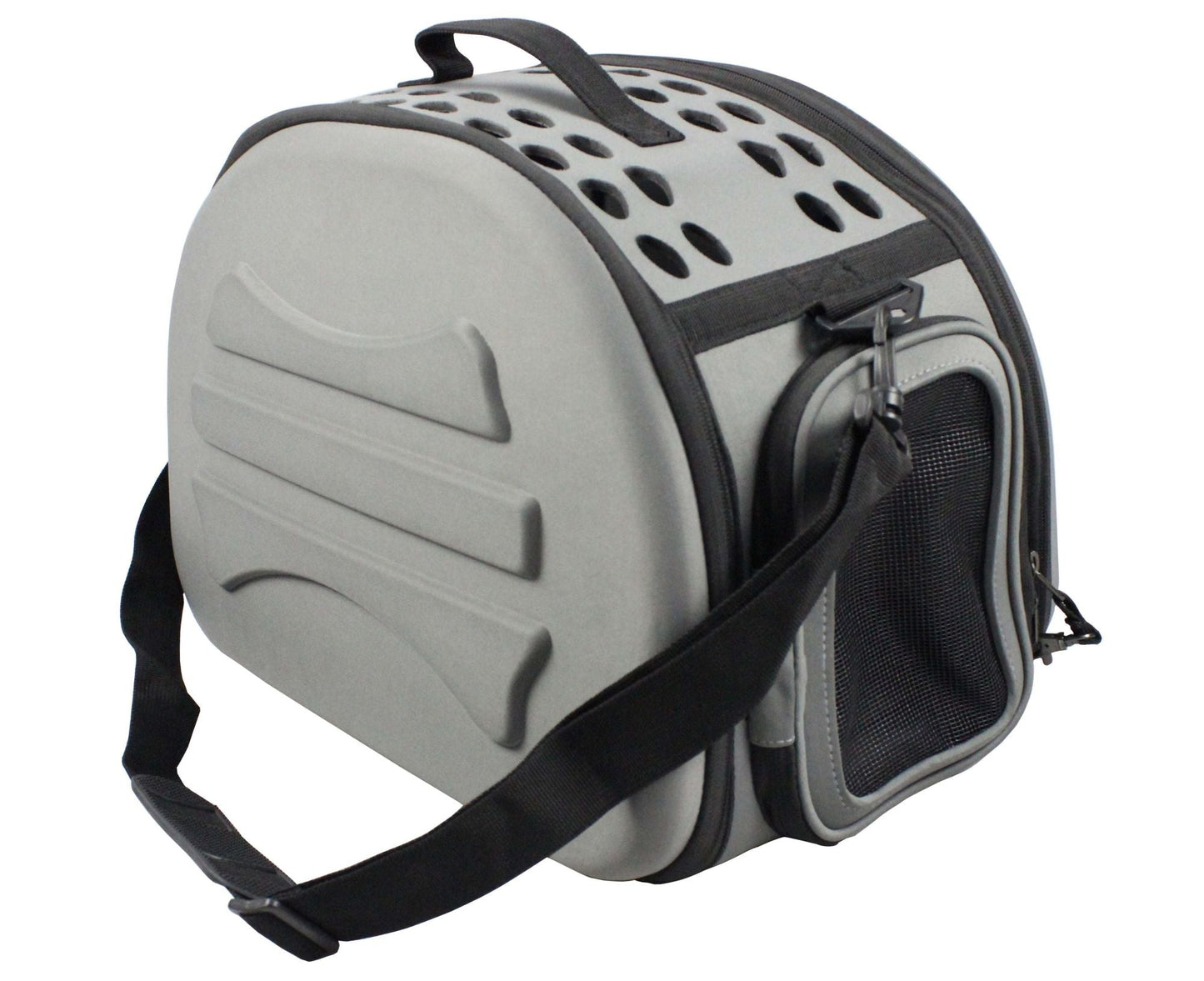 Narrow Shelled Lightweight Collapsible Military Grade Designer Pet Carrier - Light Gray - So Adogable