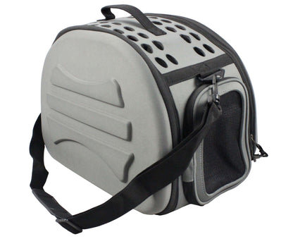 Narrow Shelled Lightweight Collapsible Military Grade Designer Pet Carrier - Light Gray - So Adogable