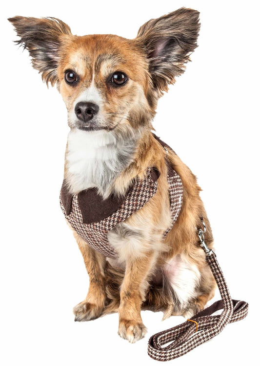 Pet Life Luxe 'Houndsome' 2-In-1 Mesh Reversible Plaided Collared Adjustable Dog Harness-Leash - So Adogable